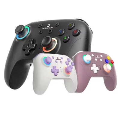 Anbernic RG P01 2.4GHz Wireless Game Controller Hall Effect Joystick Game Wheel Steering RGB Lighting Dual Vibration for