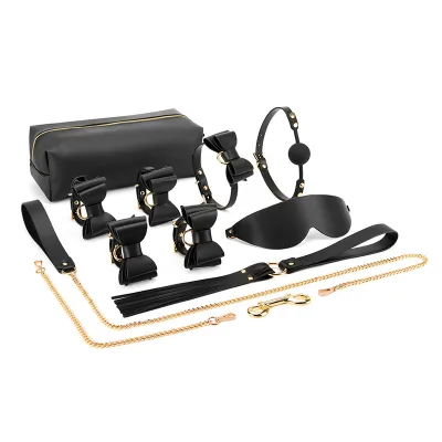 Fun Suit Leather Binding Handcuffs Foot Handcuffs Adjusting Mouth Ball Mouth Plug Sex Supplies