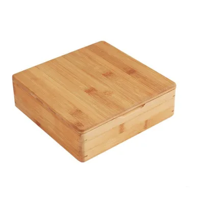 Bamboo Wooden Jewelry Gift Box Desktop Square Wooden Gift Storage Box with Magnet Lid