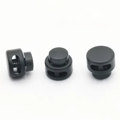 Black Color Rope Spring Press Button Plastic Spring Stopper Rubber Cord Lock Stopper