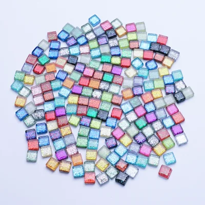 Glass Mosaic Tile 10x10mm Mixed Color Polished for Kitchen Bathroom Wall Decoration