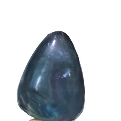 natural hand polished colourful fluorite palm worry calming stone blue and purple fluroite palm stone