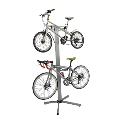 Freestanding Gravity Bike Stand Two Bicycles Rack for Storage or Display