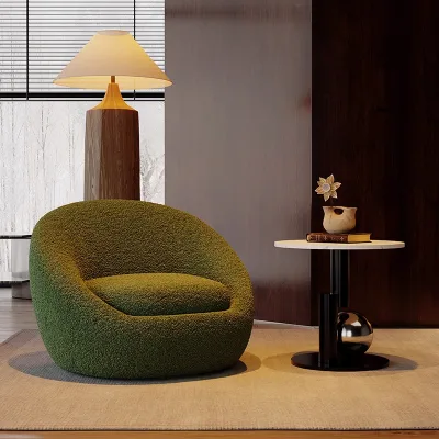 Modern Velvet Single Red Lazy Sofa Chair for Hospital Hotel Waiting Area Public Space Durable Eco-Friendly