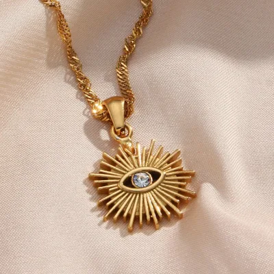 Best Selling Real 18k Gold Plated Stainless Steel Evil Eyes Necklace Devil Eye Pendant Necklace for Party