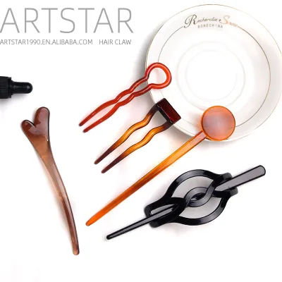 Vintage Retro Chinese Black Hollow Plastic Hair Fork Plastic Chopsticks Hair Sticks Pins for Women