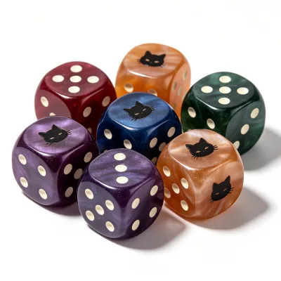 Factory Price Printed 16mm Engraved Dot Custom Round Corners Resin D6 Six Sides Bee Dice Dnd Dice Bulk Cat
