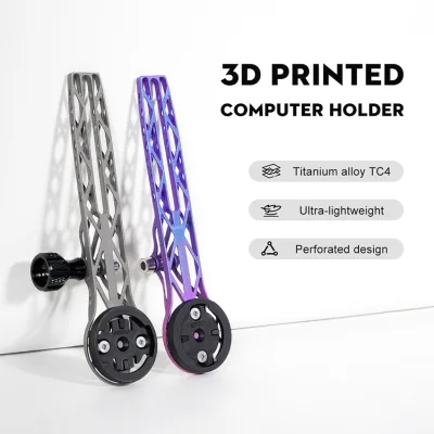TOSEEK Bike Computer Mount 3D Printed Titanium Alloy Dual Function Under Hang Design for Integrated Handlebar Cycling GPS Holder