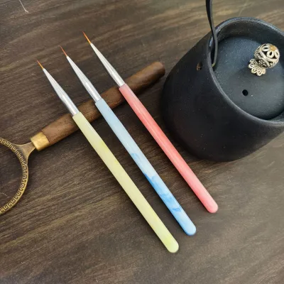 Source Factory Acrylic Nail Art Pen Jade Rod 3-Piece Long Pole Pulling Line Set Flower Painting Coloring Tool Brush Special Nail