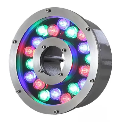 1pcs MOQ 18W RGB AC 24V IP68 7 Colour Stainless Steel Submersible Large Pond Nozzle Fountain Jet LED Light Underwater AC 12V RGB