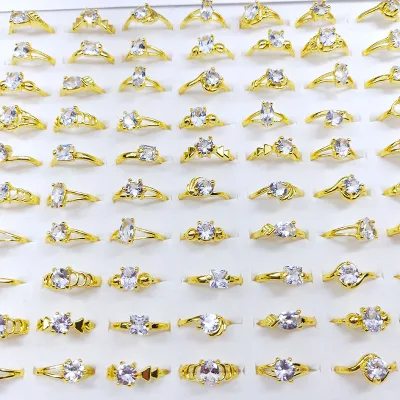 Wholesale Rhinestone Rings for Women Wedding Jewelry Gift Crystal Zircon Girls Ring Hand Jewelry 6 Claw 4 Claw Alloy Ring