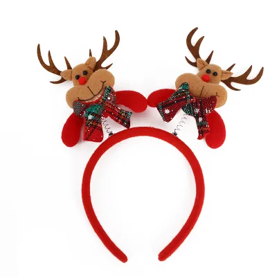 Red Christmas Hair Clasp Durable Plastic Xmas Headband Snowman Santa Reindeer Bear Decor Holiday Party Hair Accessories