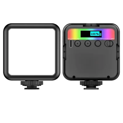 RGB Video Light, LED Camera Light 360 Full Color Portable Lighting with Cold Shoe, Rechargeable Dimmable Magnetic Panel Light