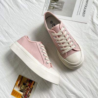 Chunky Heel Sole Platform Sneakers Height Increasing Bow Vulcanized Athletic Canvas Shoes Wide Toe Wide Width Footwear for Women
