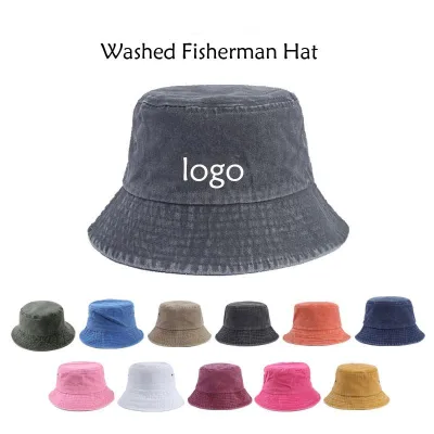 Wholesale Unisex Custom Distressed Bucket Hat Vintage Retro Cotton Washed Fisherman Hat Plain Custom Cowboy Fisherman Gorras