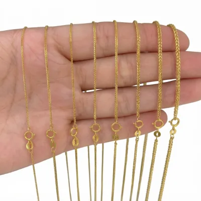 Real 18K Gold 0.4mm 0.5mm 0.65mm 0.7mm 0.9mm 1mm Clavicular Chain Minimalist Chopin Chain Necklace Jewelry