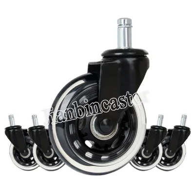 New Hot Products Set of 4 Casters Threaded Stem Caster for Office Chair 11*22 mm PU Soft Office Chair Castor Wheel
