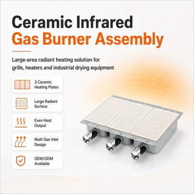 Triple Ceramic Infrared Gas Burner BBQ Grill Shawarma Kebab Rotisserie Oven Heating Element Replacement Part LPG Hotel Outdoor