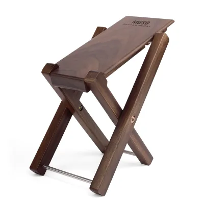 Black Walnut Solid Beech Wood Guitar Footstool 4 Adjustable Height Levels Stable Guitar Foot Pedal