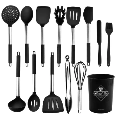 Silicone Cooking Utensil Kitchen Set 13 Pieces Rubber Utensil Tool with Spatula Holder Spoon Turner