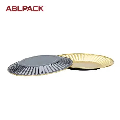 Black Gold Fluted Edge Aluminum Foil PET Disposable Mini Cake Pan High Temperature Resistant Microwavable Dessert Display Tray