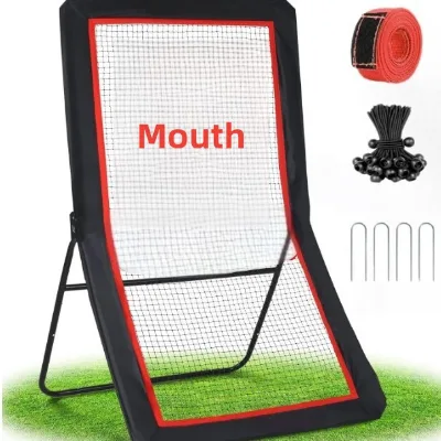 Humanoid Multi-Angle Adjustable Baseball Softball Rebound Net 4x7ft Training Return Net with Iron Frame and Oxford Cloth