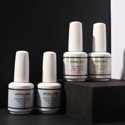Super Shine Tempered Gel Top Coat No Wipe High Glossy Nail Gel Polish Uv and Led Top Coat Gel