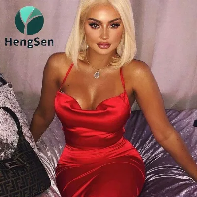Summer Women Neon Satin Lace Bodycon Dress Sleeveless Backless Elegant Party Sexy Club Dress