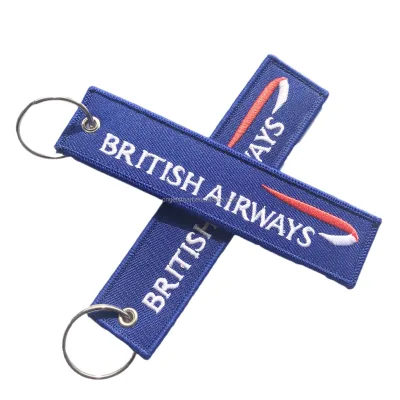 Custom Embroidered Logo NFC Woven Label Keyring Bag Tag with Merrowed Border and Time & Attendance for Luggage Tag