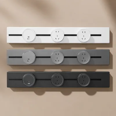 Modern Aluminum Surface Mounted Movable Track Socket Modular Power Rail Outlet Rotating Adapter for Home Office Bedroom School