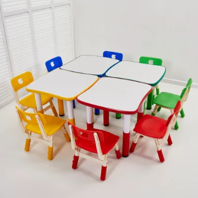 Round Table Kindergarten School Set Moon Kids' Tables Kindergarten Furniture Kids Plastic Chairs and Tables