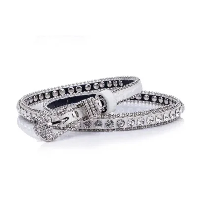Crocodile Pattern Casual Belt PU Faux Leather Women's Single Row Rhinestone Decorated Thin Belt Pin Alloy Inlaid Rhinestones