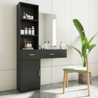 Black Wall-mounted Barber Station Hairdresser Salon Station Hairdresser Styling Equipment Set With Locker