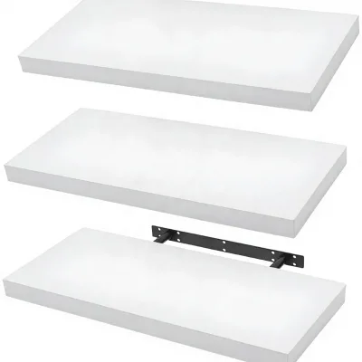 Modern Wood Floating Shelves Set 3 Wall Mounted Multifunction Storage Shelves Foldable Feature Bedroom Living Room Kitchen