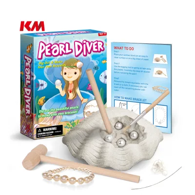 Educational Homemade Funny Girl Toy Pearl Diver Dig Toy Make Your Own Pearl Bracelet Kit Dig Pearl Set