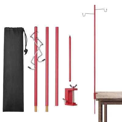 AIRKYE Folding Lantern Stand Pole Portable Lamp Stand Hook Collapasible Light Stand Holder for Camping Fishing Picnic BBQ