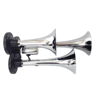 Chrome 3PCS Triple Trumpets Car Van Air Horn Kit 12V 118Db Kit