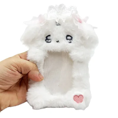 Custom your Personalized design white Furry Dog Plush Kpop Photos Card Holders
