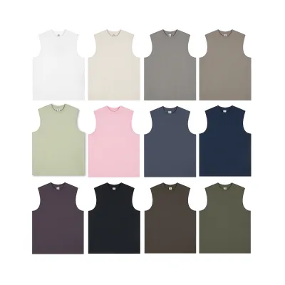 Custom 2025 Summer Sports Vest for Men 230G Cool Fabric Solid Color Loose Fitness Waistcoat Breathable T-shirt Casual Trendy