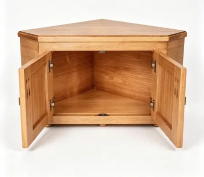 Popular Solid Wood Corner Bread Box Countertop Functional Wooden Organizer Box Kitchen Storage Box with Doors