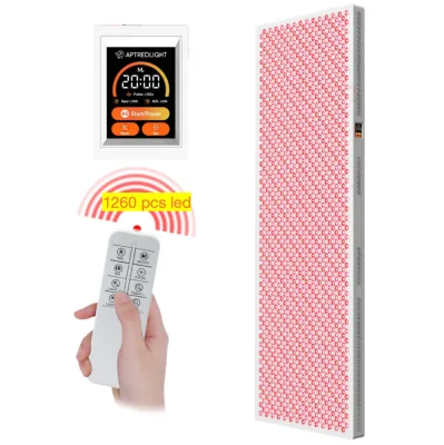 AQT1260 Red Light Therapy Panel in Bedroom Blue Infrared for 5 Wavelength Heat Resistant Full Body 9 Wave Remote Control Stand