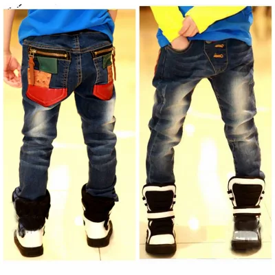 Hot New Products Kids Fancy Zipper Pocket Jeans Pants Made In China