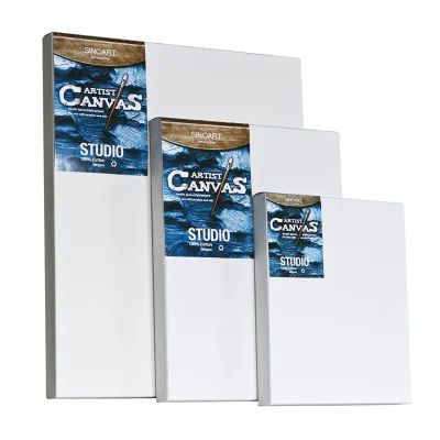 Sinoart Professional Art Supplies Stretched Cotton Linen Blank White Artist Canvas for 3 Style Canvas Board Lienzo
