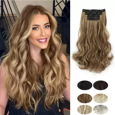 Wig Extension Piece 6-piece Set with Clip for Straight Hair Wig Piece 16 Clip Wig Piece Long Curly Wig