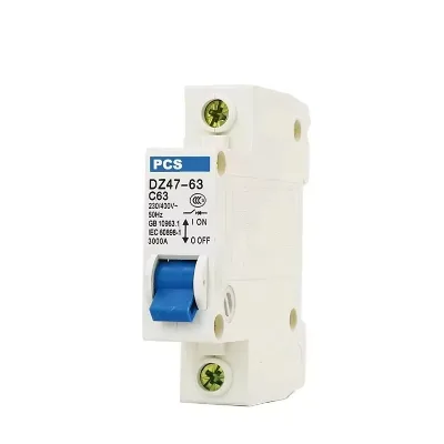 GXPR DZ47-63 MCB 1P 1-63A 230/400V Copper Material 2-Pole Base Mounting 4.5/6kA Breaking Capacity BCD Curve LI Protection 250V