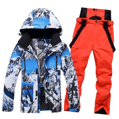 Unisex Winter Ski Snowboard Hooded Jacket Waterproof -Tex Windproof Insulation Camouflage Pattern Plus Size