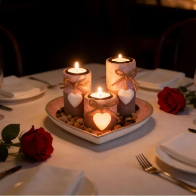 Heart-shaped Star Wooden Candlestick Holder Nordic Style Tanabata Valentine's Day Wedding Holiday Gift Decorations
