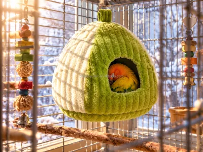 Winter Warm Hanging Plush Bird Nest Parrot Cage Cave House Thickened Anti-cold Small Pet Sleeping Bed Warm Cotton Hammock