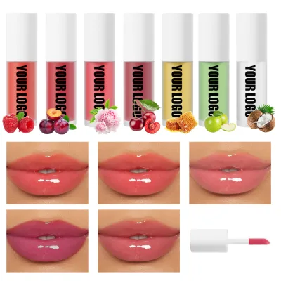 Private Label Glossy Lip Oil Fruit Moisture Long Lasting Hydrating High Shine Soothing Daily Overnight Lip Plump Lip Care Oil