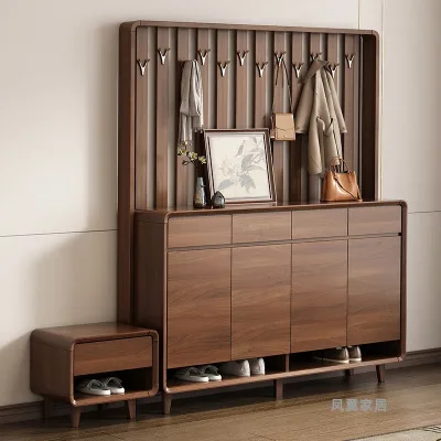 New Chinese Style Ecological Board Multifunctional Shoe Cabinet Doorway Integrated Cabinet Household Clothes Hanger Living Room